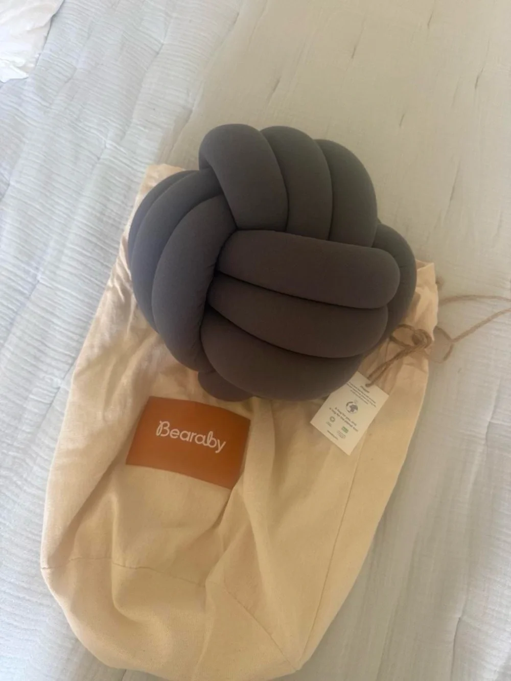 Bearaby Hugget Knot Pillow Large Asteroid grey new $149 retail